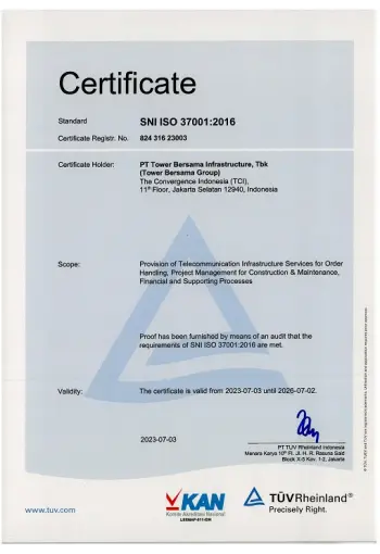 Certificate ISO 37001:2016 Anti-Bribery Management System