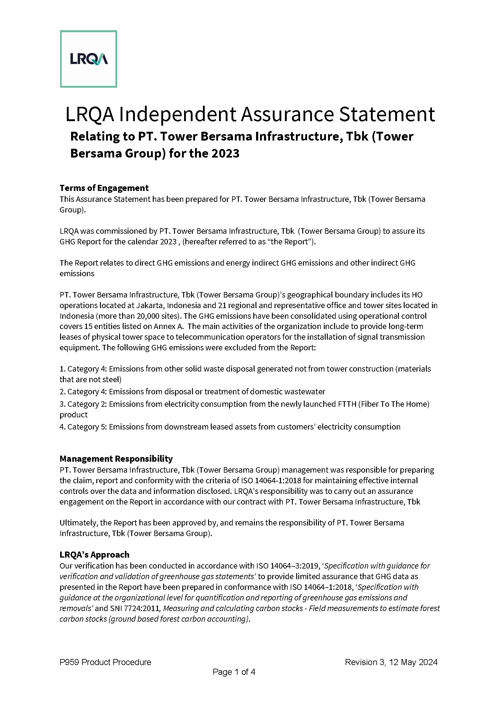 Certificate ISO 14064:2018 Greenhouse Gas Emission Verification